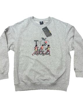 New Balance NYC 2025 Marathon Mens Sz L Crewneck Sweatshirt Tcs 262 Heather Grey